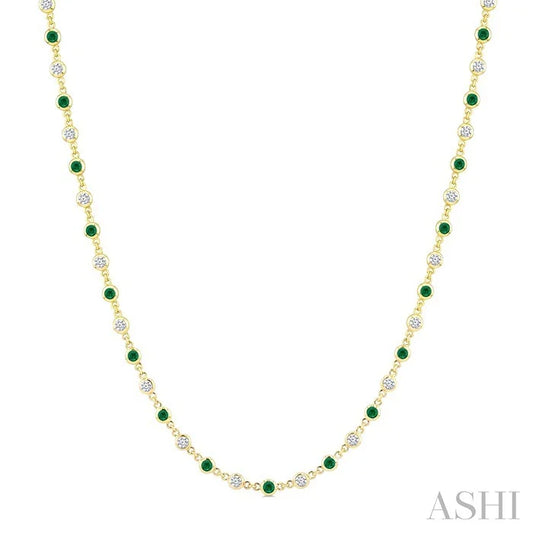 Bezel Alternate Gemstone & Diamond Necklace