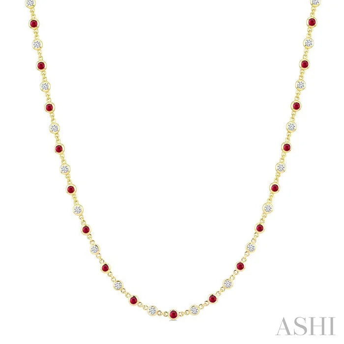 Bezel Alternate Gemstone & Diamond Necklace