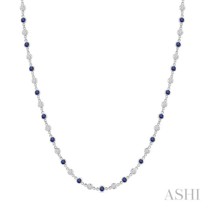 Bezel Alternate Gemstone & Diamond Necklace