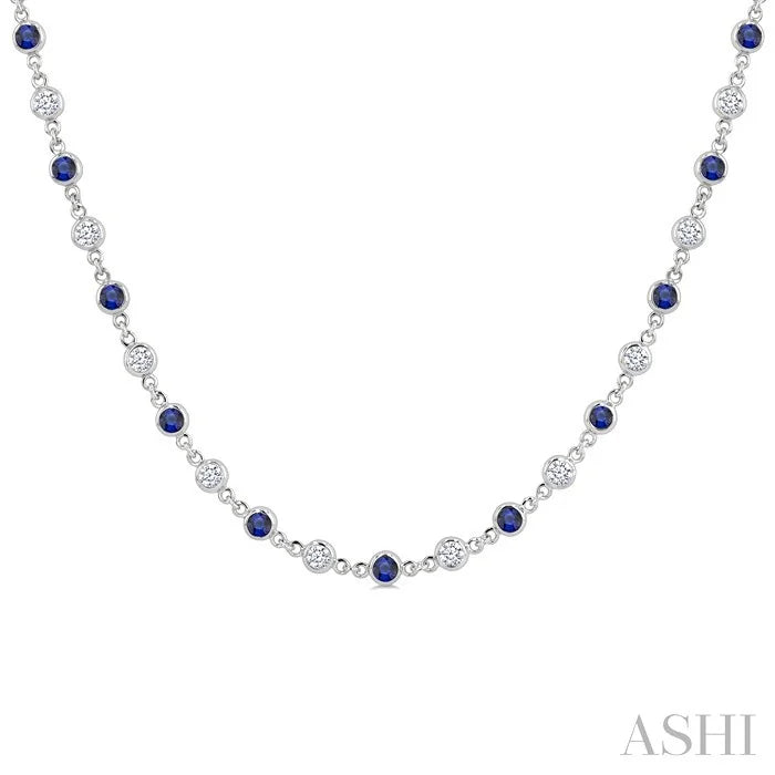 Bezel Alternate Gemstone & Diamond Necklace