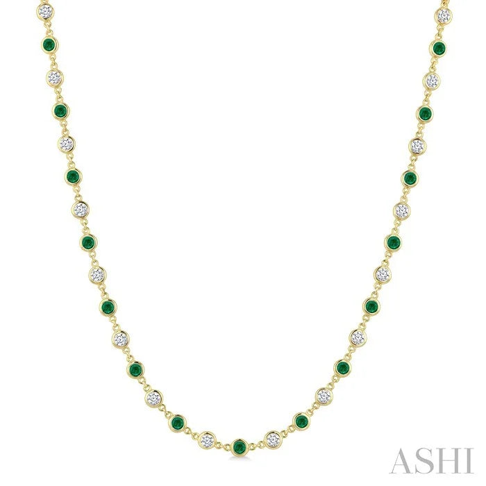 Bezel Alternate Gemstone & Diamond Necklace