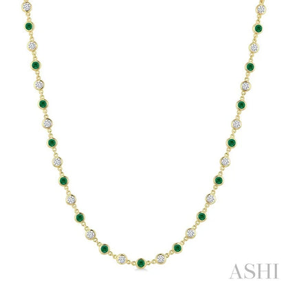 Bezel Alternate Gemstone & Diamond Necklace