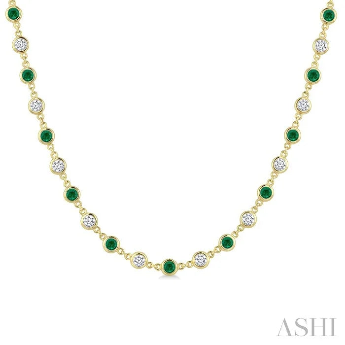 Bezel Alternate Gemstone & Diamond Necklace