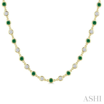 Bezel Alternate Gemstone & Diamond Necklace