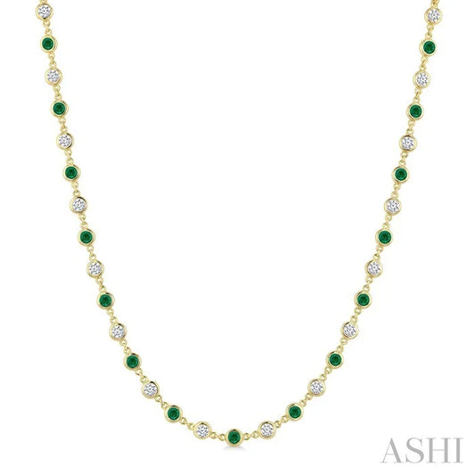 Bezel Alternate Gemstone & Diamond Necklace