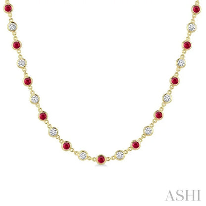 Bezel Alternate Gemstone & Diamond Necklace