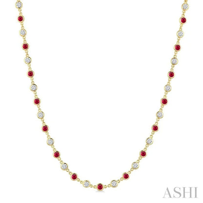 Bezel Alternate Gemstone & Diamond Necklace