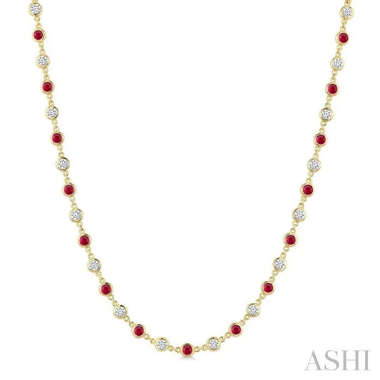Bezel Alternate Gemstone & Diamond Necklace