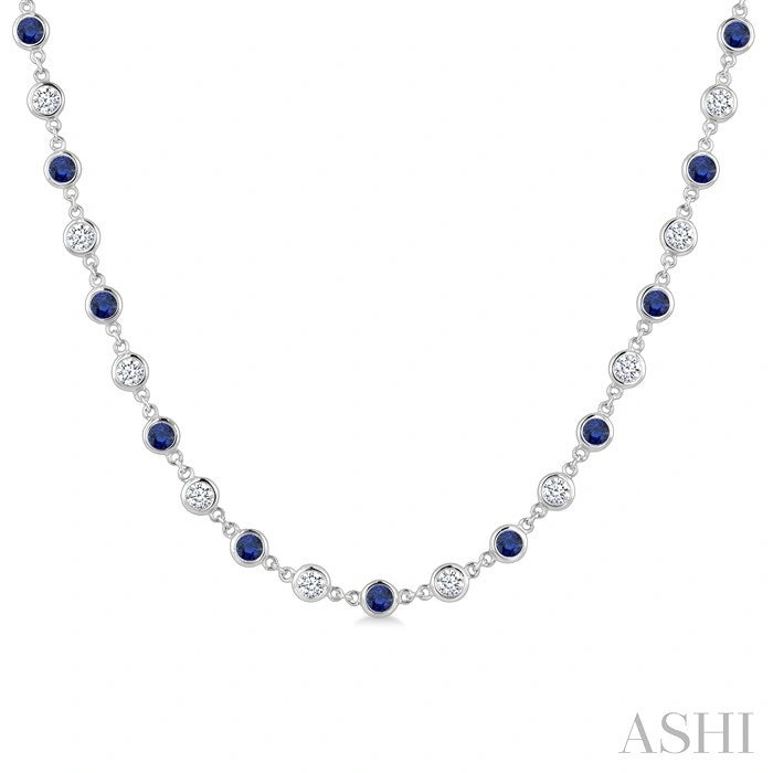 Bezel Alternate Gemstone & Diamond Necklace