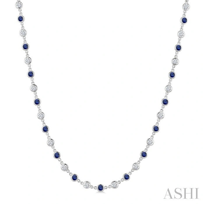 Bezel Alternate Gemstone & Diamond Necklace