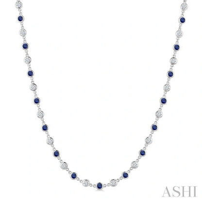 Bezel Alternate Gemstone & Diamond Necklace