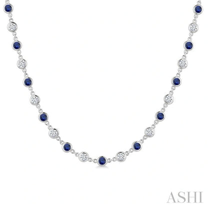 Bezel Alternate Gemstone & Diamond Necklace