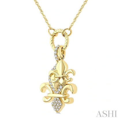 Fleur De Lis Charm Diamond Fashion Pendant