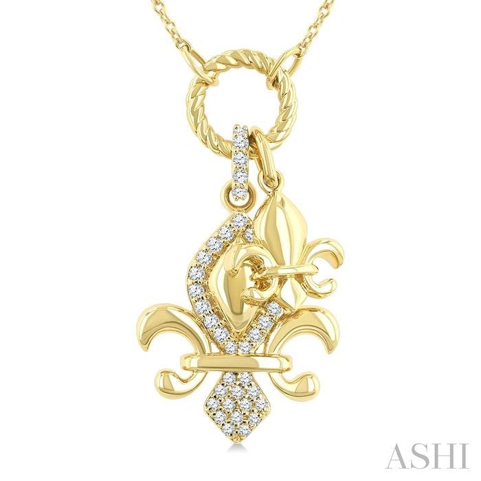 Fleur De Lis Charm Diamond Fashion Pendant