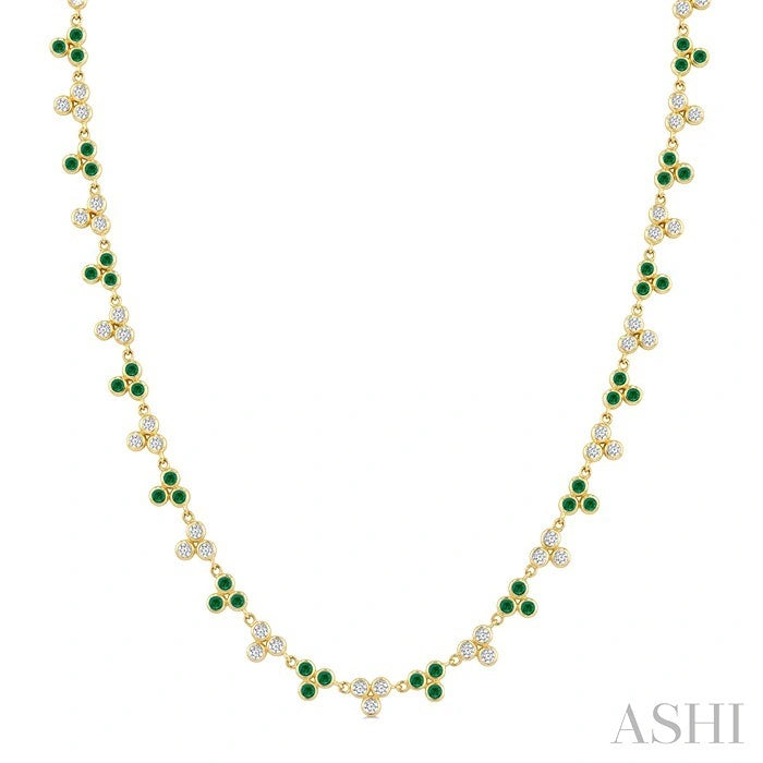 3 Stone Bezel Alternate Gemstone & Diamond Necklace