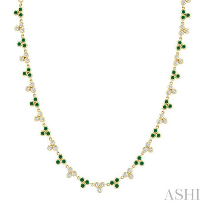 3 Stone Bezel Alternate Gemstone & Diamond Necklace