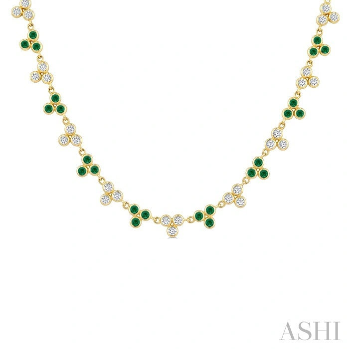 3 Stone Bezel Alternate Gemstone & Diamond Necklace