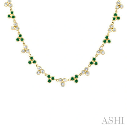 3 Stone Bezel Alternate Gemstone & Diamond Necklace