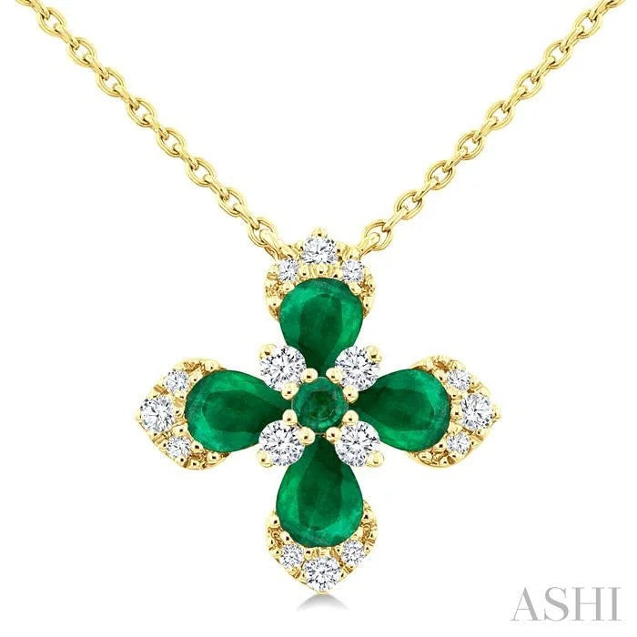 Blossom Pear Shape Gemstone & Diamond Pendant