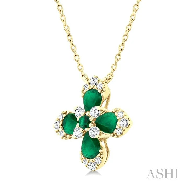 Blossom Pear Shape Gemstone & Diamond Pendant