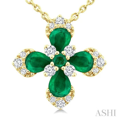 Blossom Pear Shape Gemstone & Diamond Pendant