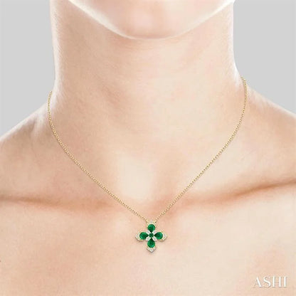 Blossom Pear Shape Gemstone & Diamond Pendant
