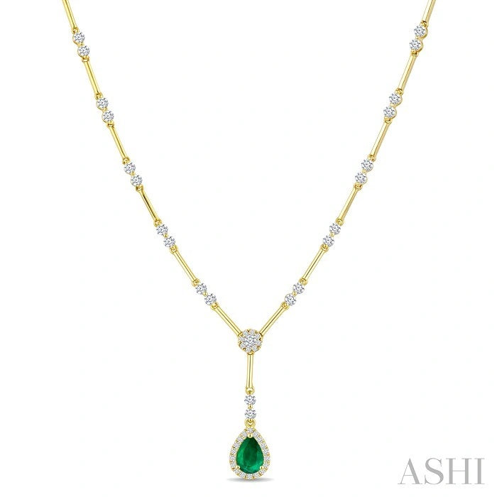 Bar Link Gemstone & Diamond Necklace