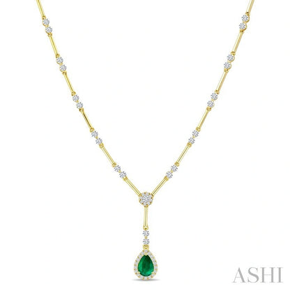 Bar Link Gemstone & Diamond Necklace