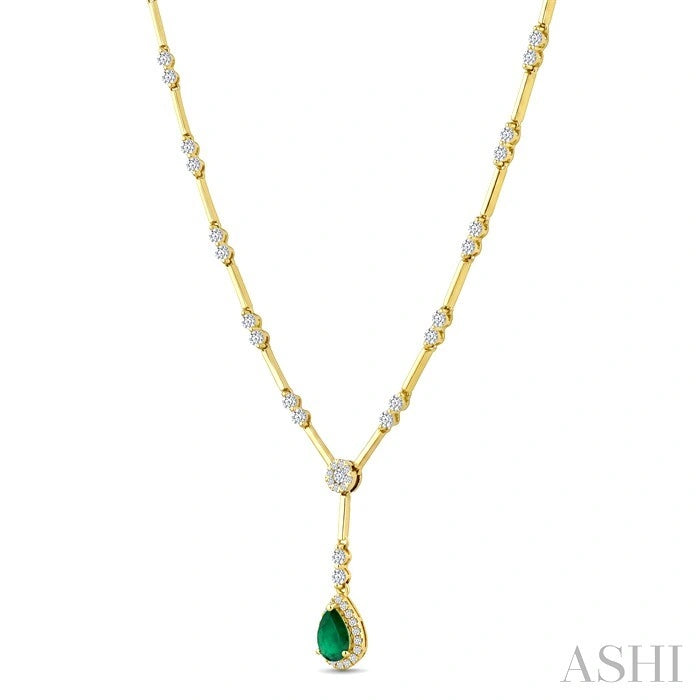 Bar Link Gemstone & Diamond Necklace