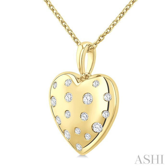 Puffed Heart Shape Diamond Pendant