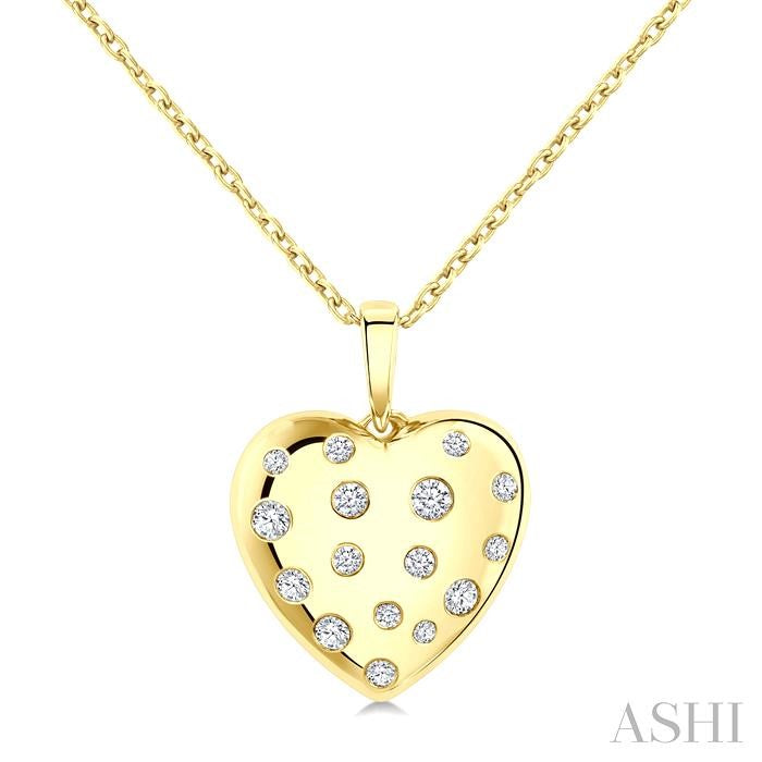 Puffed Heart Shape Diamond Pendant