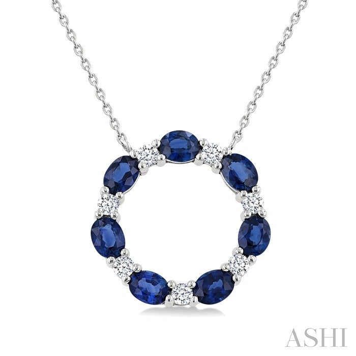 Circle Gemstone & Diamond Pendant