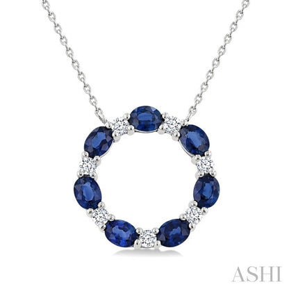 Circle Gemstone & Diamond Pendant
