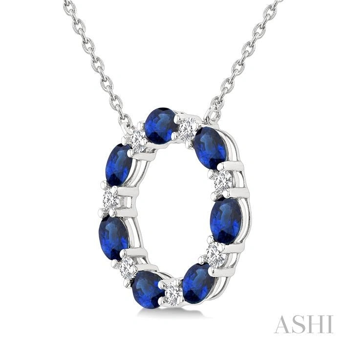 Circle Gemstone & Diamond Pendant