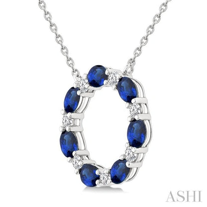 Circle Gemstone & Diamond Pendant