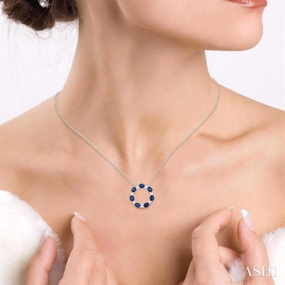 Circle Gemstone & Diamond Pendant
