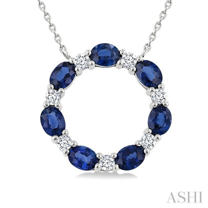 Circle Gemstone & Diamond Pendant