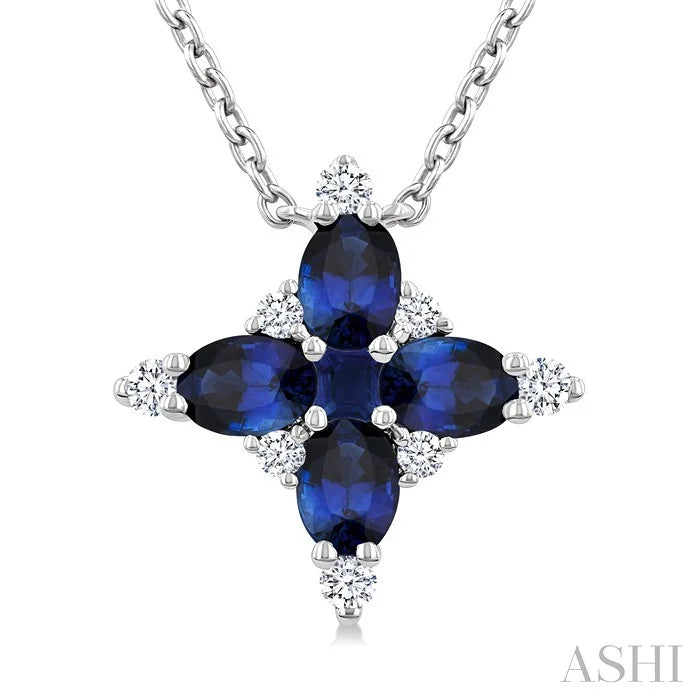 Oval Shape Floral Gemstone & Diamond Pendant