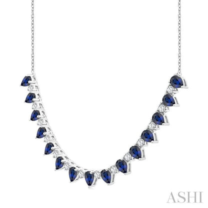 Pear Shape Gemstone & Diamond Tennis Necklace