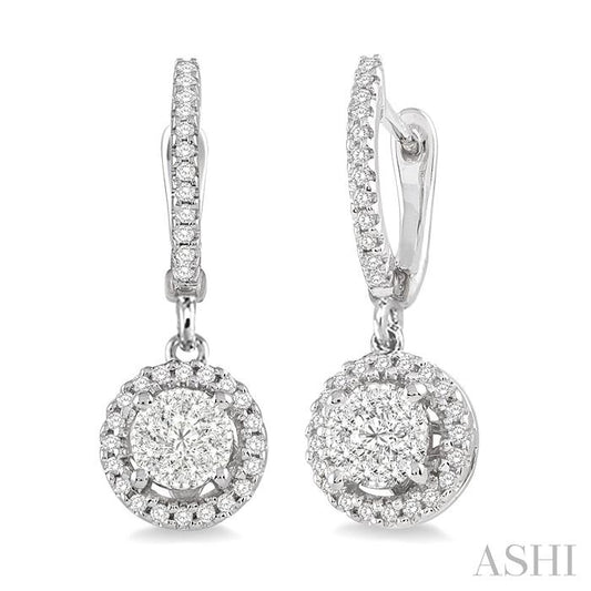 Round Shape Halo Lovebright Diamond Earrings