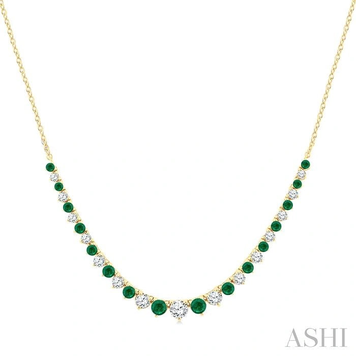 Round Shape Gemstone & Diamond Riviera Necklace