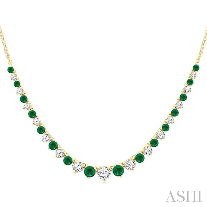 Round Shape Gemstone & Diamond Riviera Necklace