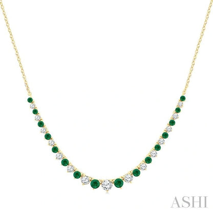 Round Shape Gemstone & Diamond Riviera Necklace