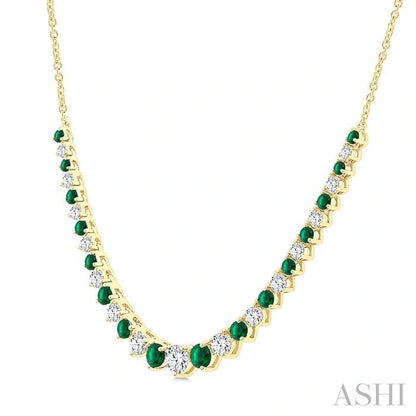 Round Shape Gemstone & Diamond Riviera Necklace