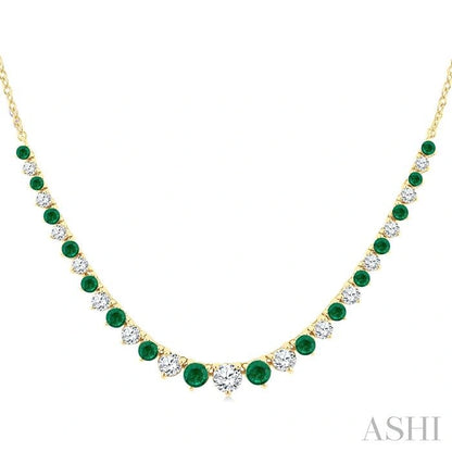 Round Shape Gemstone & Diamond Riviera Necklace