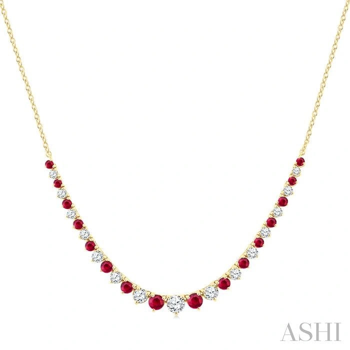 Round Shape Gemstone & Diamond Riviera Necklace