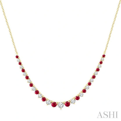 Round Shape Gemstone & Diamond Riviera Necklace
