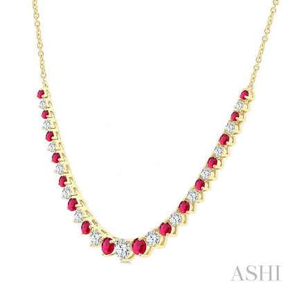 Round Shape Gemstone & Diamond Riviera Necklace