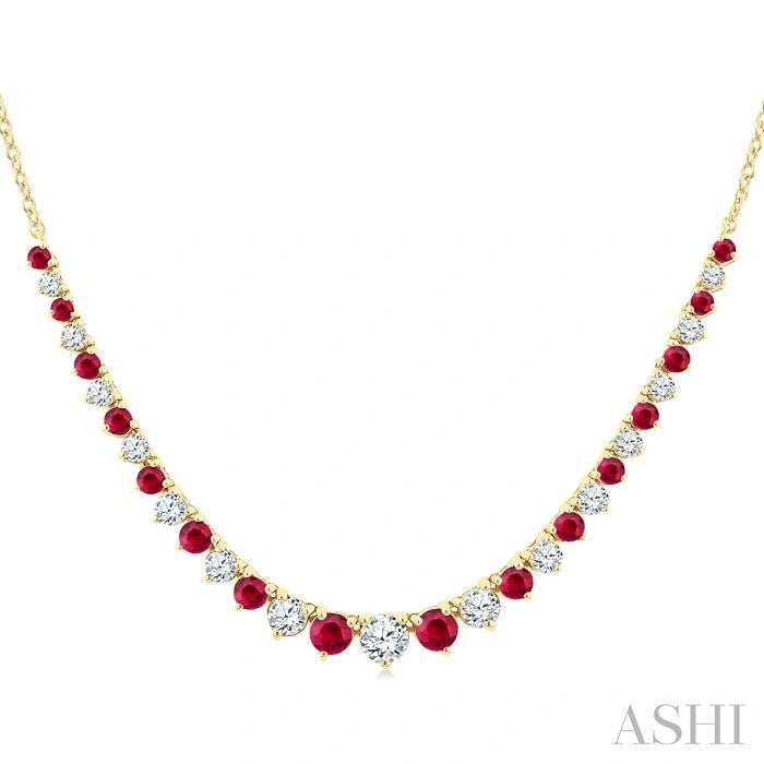 Round Shape Gemstone & Diamond Riviera Necklace