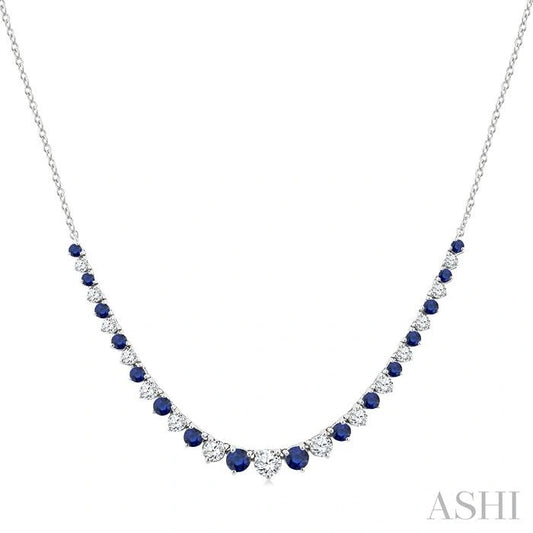 Round Shape Gemstone & Diamond Riviera Necklace
